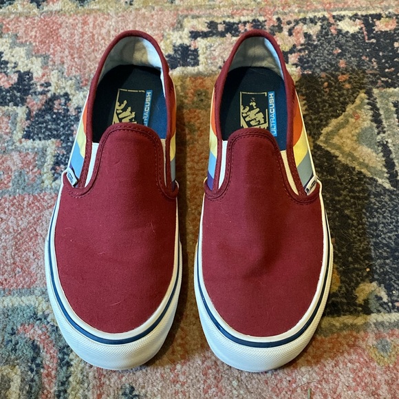 Red & Rainbow Slip On Vans (Ultra Cush) M8 W9.5 - Picture 3 of 10